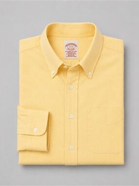 Brooks Brothers The Original Polo Button Up Shirt Size 17 Preppy Butter Yellow